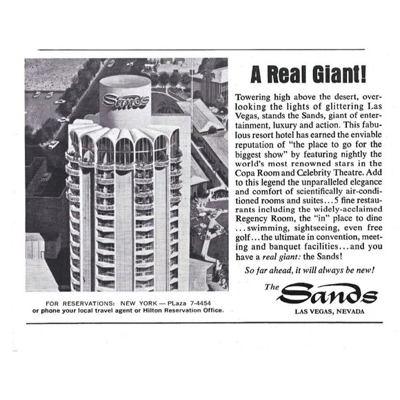 The Sands Hotel Las Vegas NV Advertisement 1960s Vintage Print Ad - Picture 1 of 2